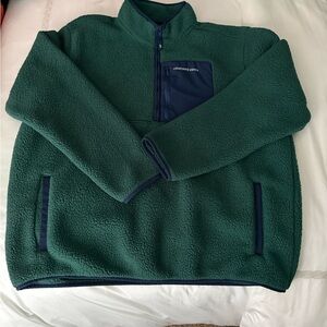 Vineyard Vines Sherpa Green and Navy Quarter Zip